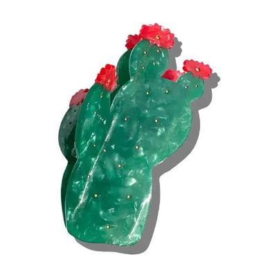 Green Combo - Hand Painted Prickly Pear Cactus Claw Hair Clip - Solar Eclipse