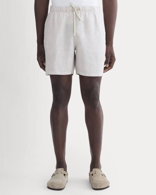 The Linen Easy Short | Stone / White