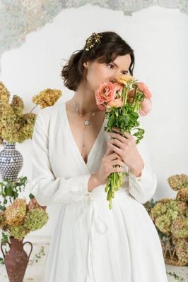 Wrap Dress, Long Sleeve, White Magnolia