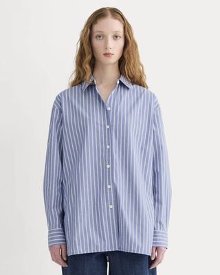 The Boyfriend Shirt in Ultrasoft Cotton | Dutch Blue / Bone