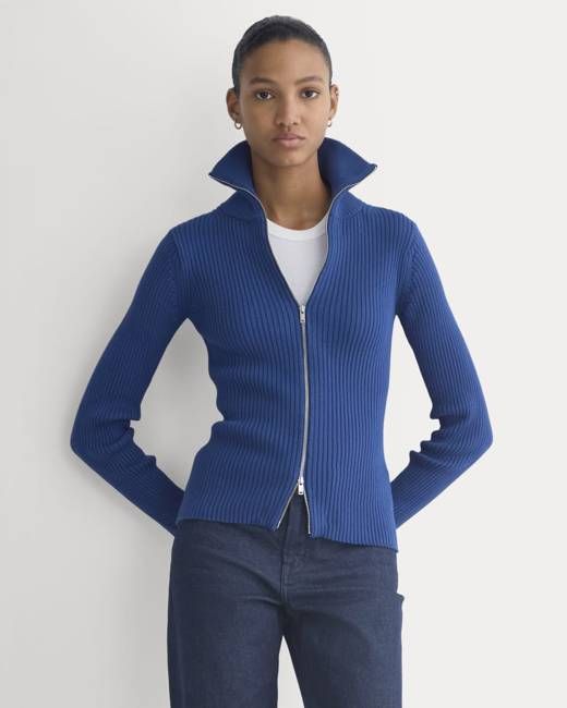 Full-Zip Ribbed Jacket in Everyday Cotton | Estate Blue