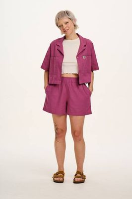 Jessie - Cotton & Linen Shorts in Dahlia Pink