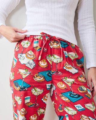 Blinis & Martinis - Petite Midweight Flannel PJ Pants - Matchbook Red