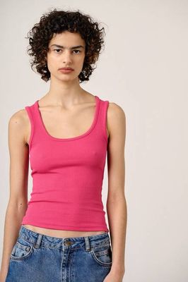 Romy  - Cotton Scoop Vest in Fuchsia Pink