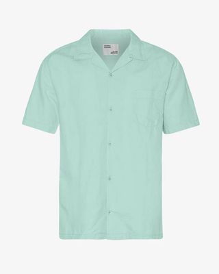 Linen Short Sleeved Shirt - Light Aqua
