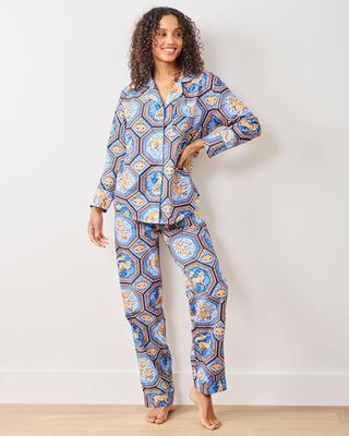 Fancy Fox - Tall Long PJ Set - French Blue