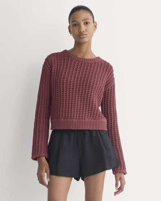 Open-Knit Crew in Elevated Cotton | Henna Red
