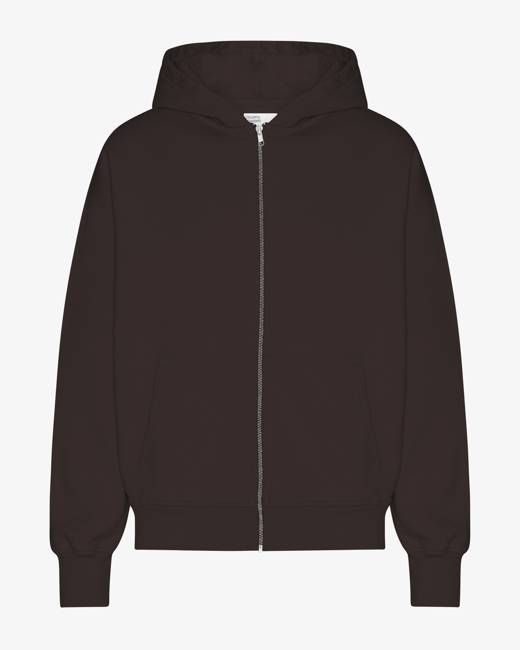 Organic Oversized Zip Hood - Coffee Brown