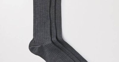 Charcoal Melange Merino Sock 3-Pack | Ribbed Italian Wool | Asket
