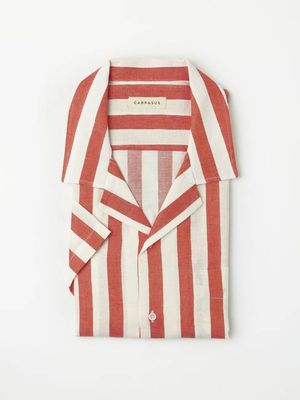 Linen Shirt Short Orto Terracotta