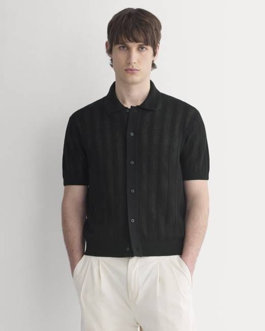 Textured Knit Resort Shirt | Black
