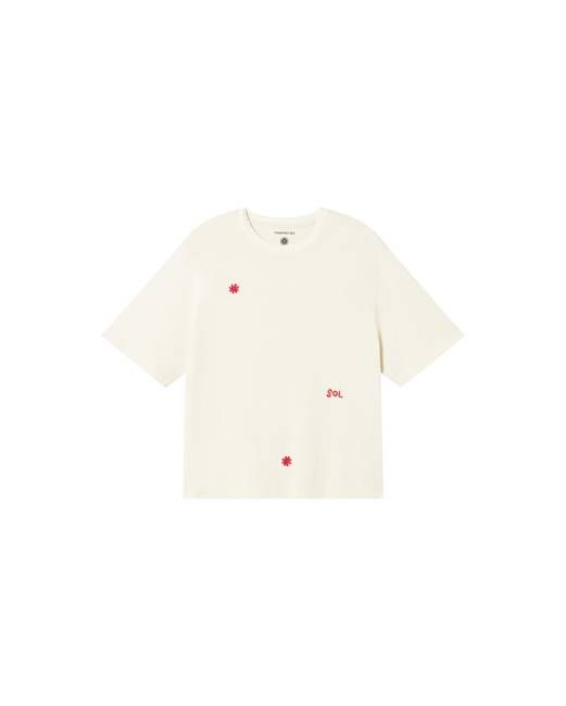 White hand embroidered Lucia t-shirt