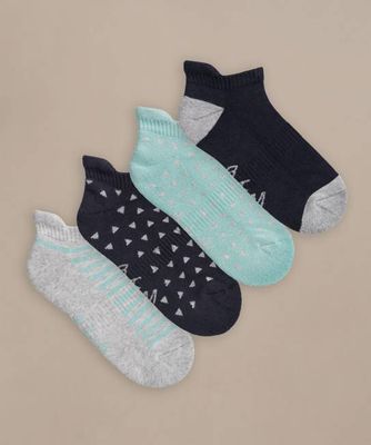 Gemusterte Sneakersocken für Damen — 4er-Pack — Größe 4-7