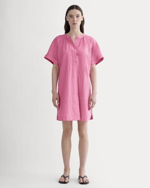 The Popover Dress in Linen | Deep Pink