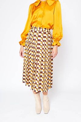 Checkerboard Midi Skirt