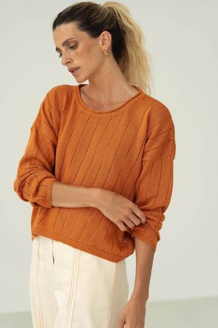 Sofie Orange Linen Sweater