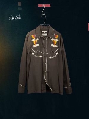 Gonzo Western Shirt Black/Brown relaxed fit | Nudie Jeans