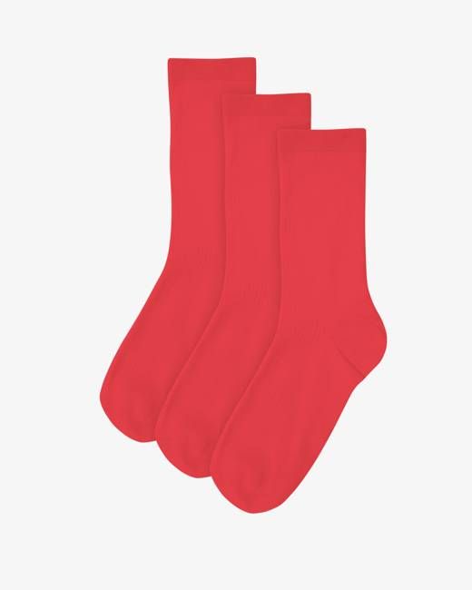 Women Classic Organic Sock - Red Tangerine (3-Pack)