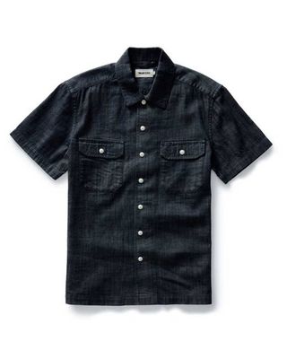 The Short Sleeve Mechanic Shirt in Rinsed Indigo Denim
