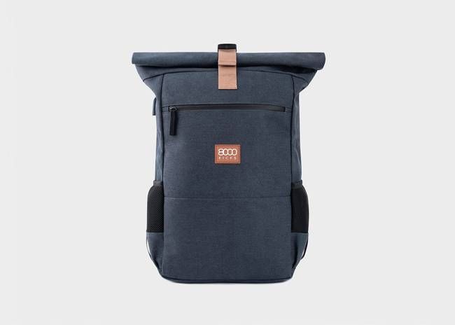 Everyday Hemp Rolltop Backpack in Navy Blue