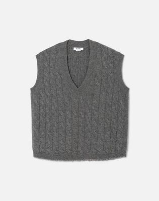 Cashmere Cable Vest - Grey Heather