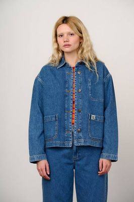 Connie - Denim Jacket in Mid Wash Blue