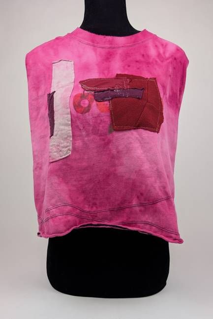 Stonewashed Pink Patchwork Cropped Constance Wilde Upcycled Sleeveless Top