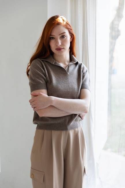 Cashmere Polo Shirt - Taupe