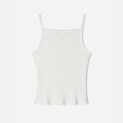 Hanes Pointelle Square Neck Tank - Vintage White