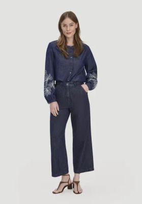ENNELIE Wide Leg Culotte Jeans made from organic denim with kapok