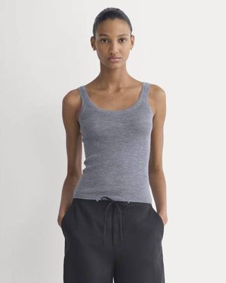 The Light Ribbed Cami in Ultrasoft Merino | Heather Mid Grey