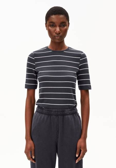 JAANISARA FINE STRIPE | dark steel-oatmilk