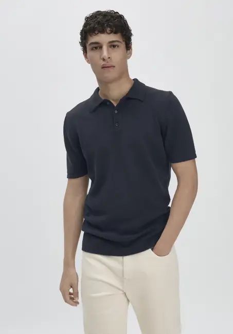 Knitted polo regular made of pure organic cotton