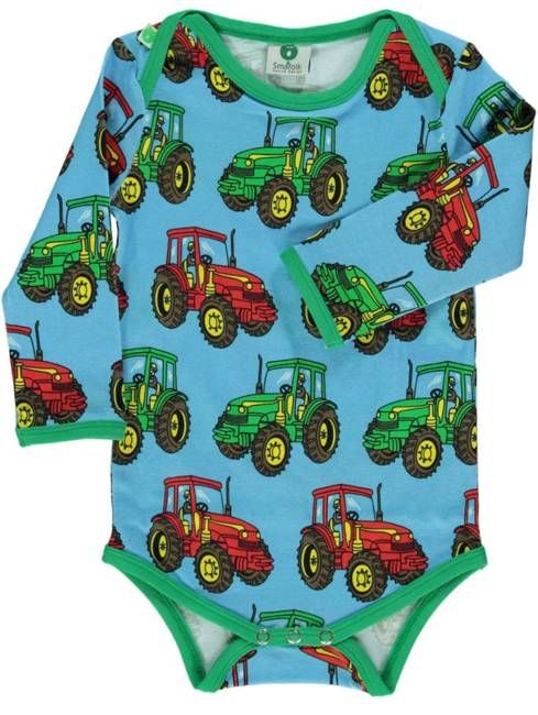 Long-sleeved baby body with tractors