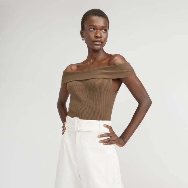 The Ribbed Cotton Off-The-Shoulder Top | Toasted Coconut