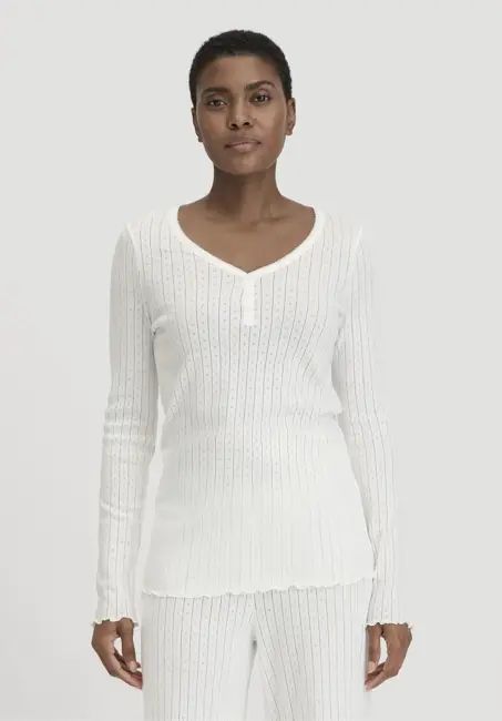 Pointelle Henley sleep shirt PURE COTTON made from pure organic cotton