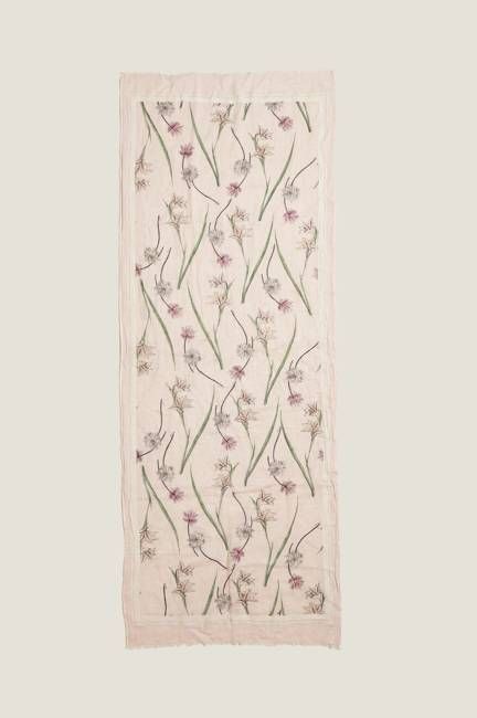 RHS Printed Cotton Modal Scarf 70cm x 180cm | Pink/Cream