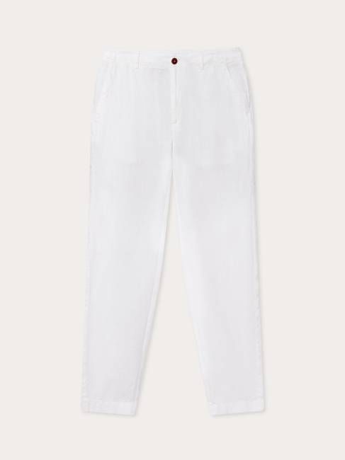 Men's White Randall Linen Trousers