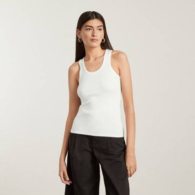 The Pima Micro-Rib U-neck Tank | White