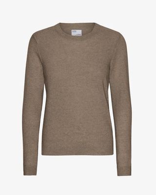Women Light Merino Wool Crew - Warm Taupe