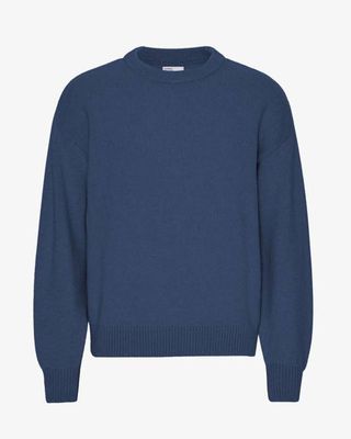 Oversized Merino Wool Crew - Petrol Blue