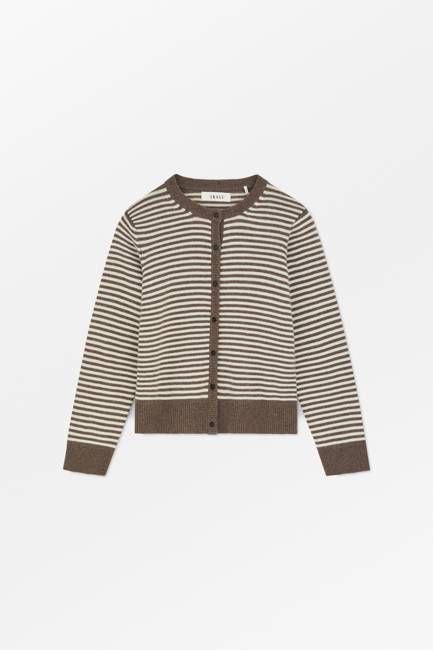 Senna cardigan - White/Brown mélange stripe