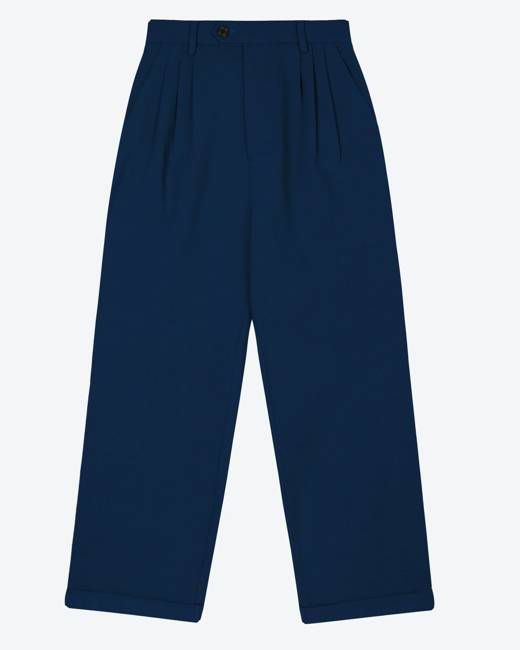 Lowie Drill Navy Pleat Front Trouser