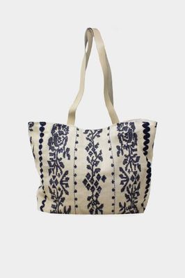 Paros Jute Bag | White/Navy
