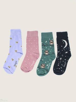 Kids Pretty Night Sky Box Of 4 Socks - Multi
