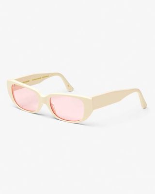 Sunglass 10 - Ivory White Solid - Light Pink