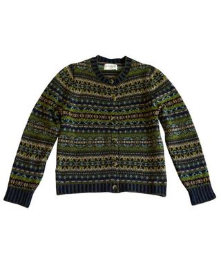 Fair Isle Lambswool Cardigan in Loden