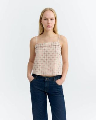 Top printed checkered lattice Raida