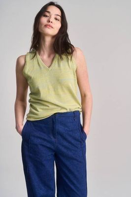 MALA - Organic Linen Blend Vest - Straw & Sage
