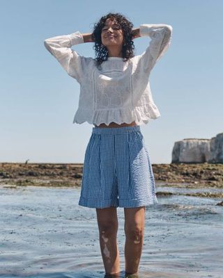 Lowie Gingham Embroidered Shorts